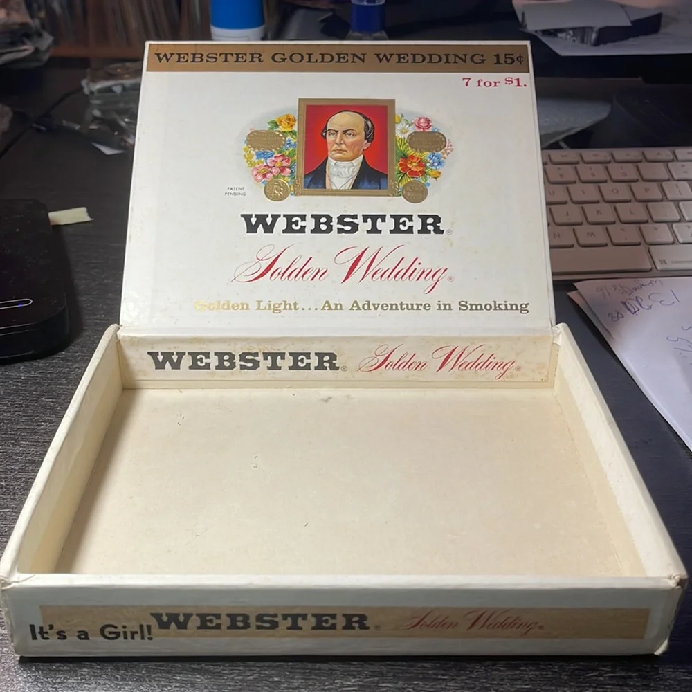 WEBSTER CIGARS BOX ITS A GIRL  8 in. by 6 in.